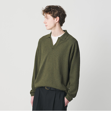 クリンプ コットン ポロ スキッパー ニット