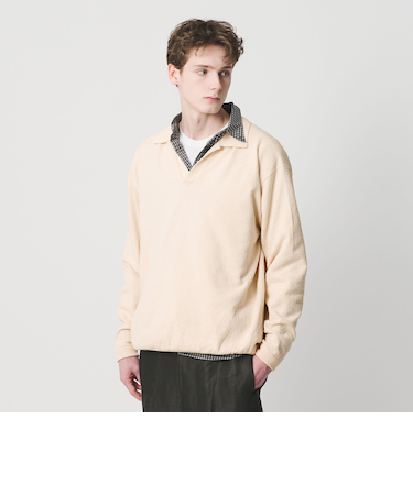 クリンプ コットン ポロ スキッパー ニット