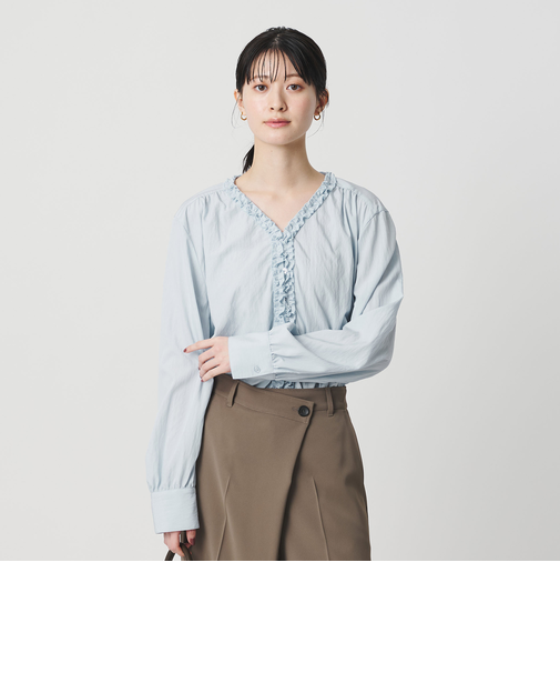 【WEB限定 Wardrobe DAILY MINIMAL】ラッフル Vネックブラウス ウォッシャブル