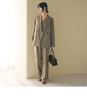 【WEB限定 Wardrobe DAILY MINIMAL】メランジ タックストレートパンツ ウォッシャブル