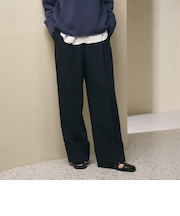 ポリエステルブレンド ツイル ワイドヘムパンツ