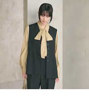 【WEB限定 Wardrobe DAILY MINIMAL】メランジ ペプラムベスト ウォッシャブル