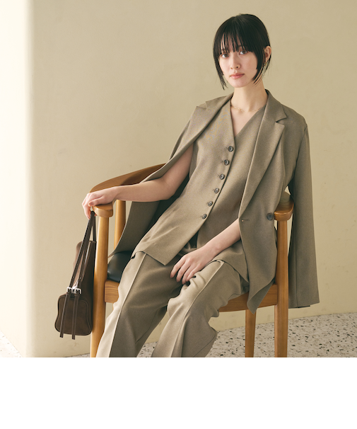 【WEB限定 Wardrobe DAILY MINIMAL】メランジ ペプラムベスト ウォッシャブル