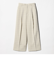 ポリエステルブレンド チェック ワイドヘムパンツ