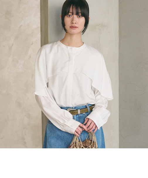 【WEB限定 Wardrobe DAILY MINIMAL】フリルレイヤーブラウス ウォッシャブル