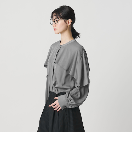 【WEB限定 Wardrobe DAILY MINIMAL】フリルレイヤーブラウス ウォッシャブル