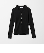 スキッパー リブニットカーディガン ウォッシャブル