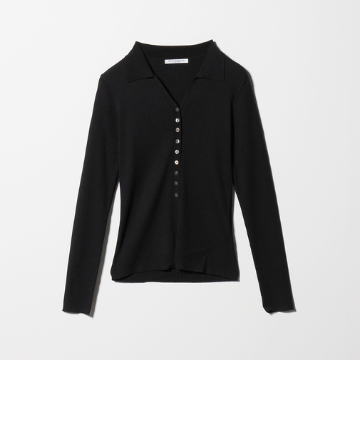 スキッパー リブニットカーディガン ウォッシャブル