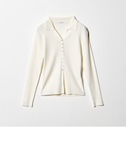 スキッパー リブニットカーディガン ウォッシャブル