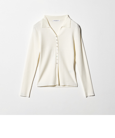 スキッパー リブニットカーディガン ウォッシャブル