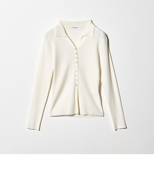 スキッパー リブニットカーディガン ウォッシャブル