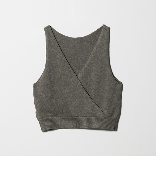 コットン麻ブレンド カシュクール 2WAYニットベスト  ウォッシャブル
