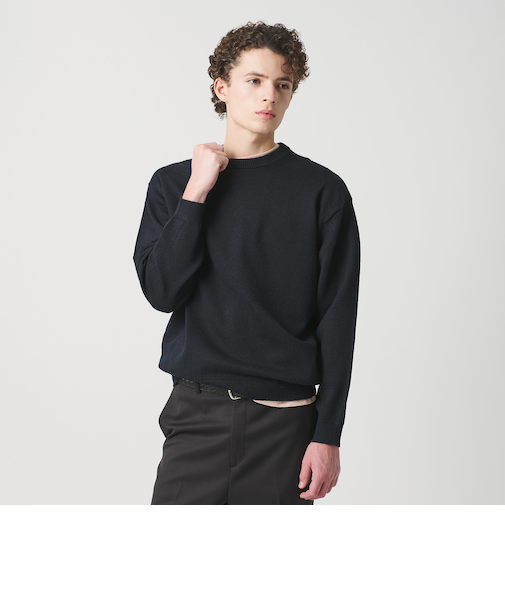 ハイブリッド リネン クルーネック ニット