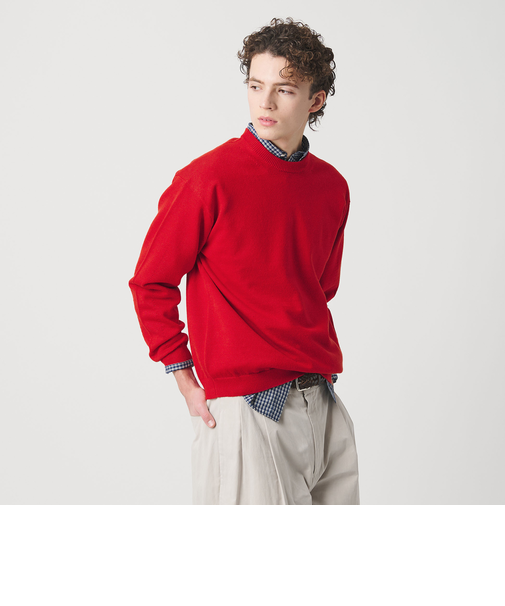 ハイブリッド リネン クルーネック ニット