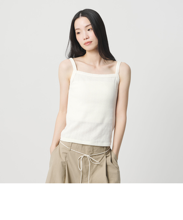 コットン パターンメッシュ キャミソール