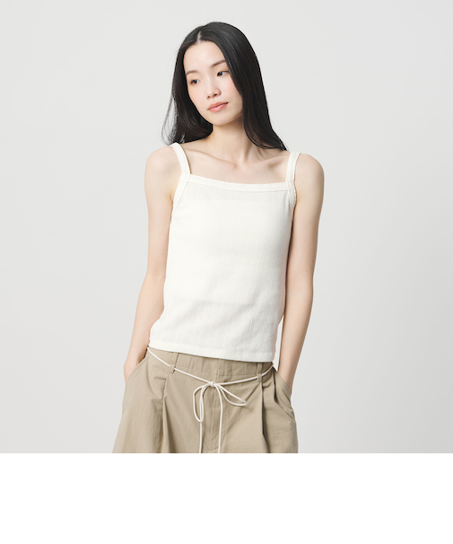 コットン パターンメッシュ キャミソール