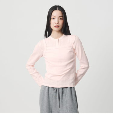 コットン パターンメッシュ キャミソール