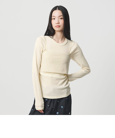 コットンポリウレタン ロングスリーブカットソー&バンドゥ