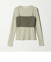 コットンポリウレタン ロングスリーブカットソー&バンドゥ