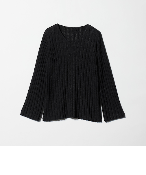 レーヨンブレンド ワイドリブ Vネックニットプルオーバー