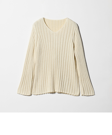 レーヨンブレンド ワイドリブ Vネックニットプルオーバー