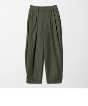 麻ブレンド ストライプ タブ タックパンツ