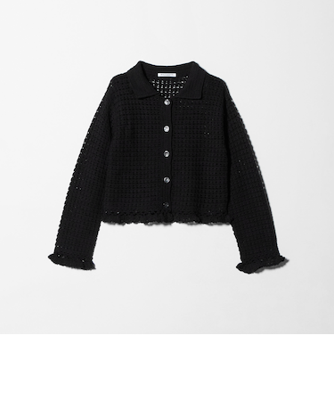 コットン ハンドクロシェ ニットカーディガン