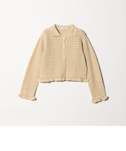 コットン ハンドクロシェ ニットカーディガン