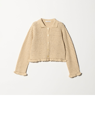 コットン ハンドクロシェ ニットカーディガン