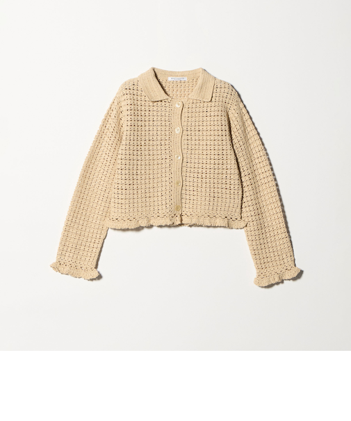 コットン ハンドクロシェ ニットカーディガン