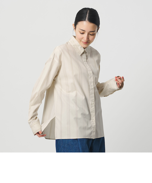 コットン ストライプ ロングシャツ