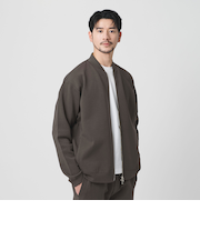 【WEB限定 WARDROBE SMART】ダブルニット ジップブルゾン/セットアップ対応【抗菌・防臭】