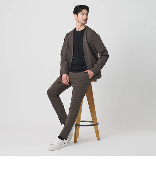 【WEB限定 WARDROBE SMART】ダブルニット ノープリーツ スラックス パンツ/セットアップ対応	【抗菌・防臭】