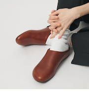 レザー インヒール スリッポン