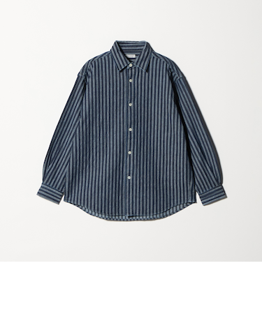 ストライプ デニム オーバー シャツ