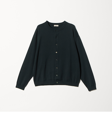コットン 8B クルーネック カーディガン