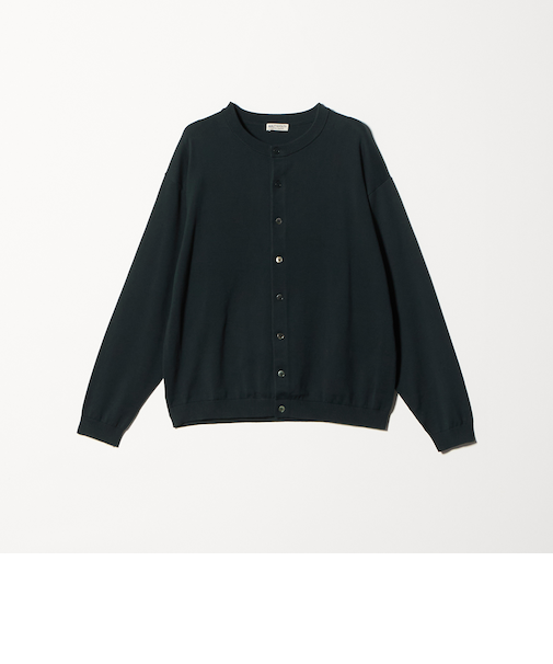 コットン 8B クルーネック カーディガン