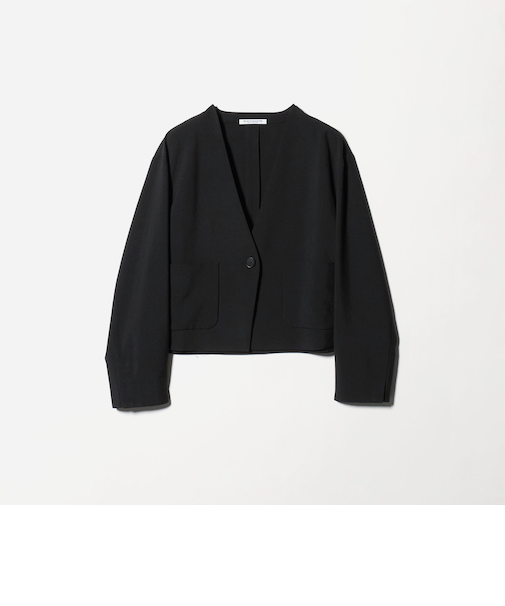 ポリエステルブレンド カラーレス ショートジャケット