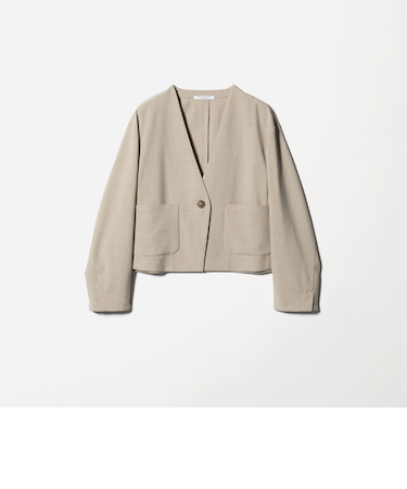 ポリエステルブレンド カラーレス ショートジャケット