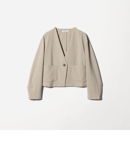 ポリエステルブレンド カラーレス ショートジャケット