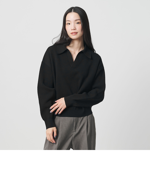 【WEB限定 Wardrobe DAILY MINIMAL】スキッパーニットプルオーバー ウォッシャブル