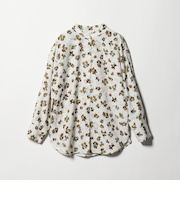 フラワープリント バンドカラーシャツ ウォッシャブル