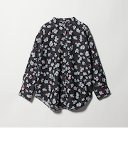 フラワープリント バンドカラーシャツ ウォッシャブル