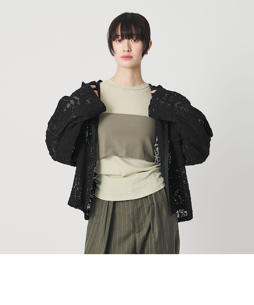 メッシュ エンブロイダリー フーディ ウォッシャブル