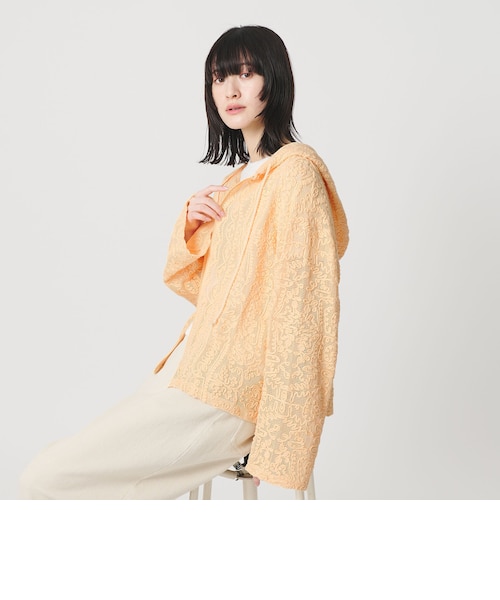 BEAUTY&YOUTH メッシュ エンブロイダリー フーディ ウォッシャブル メッシュ エンブロイダリー フーディ ウォッシャブル｜ビューティー
