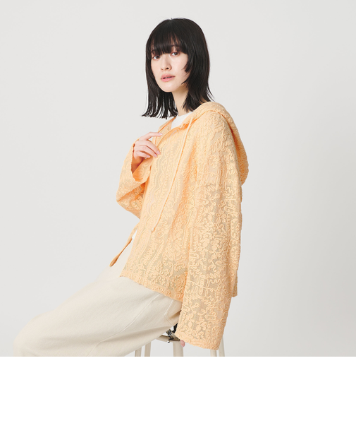 メッシュ エンブロイダリー フーディ ウォッシャブル