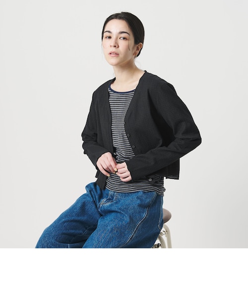 ◯様 未使用タグ付 ビューティ＆ユース ソリッド＆チェックカーディガン リネン ソリッド＆チェック Vネック カーディガン｜ビューティー＆ユース
