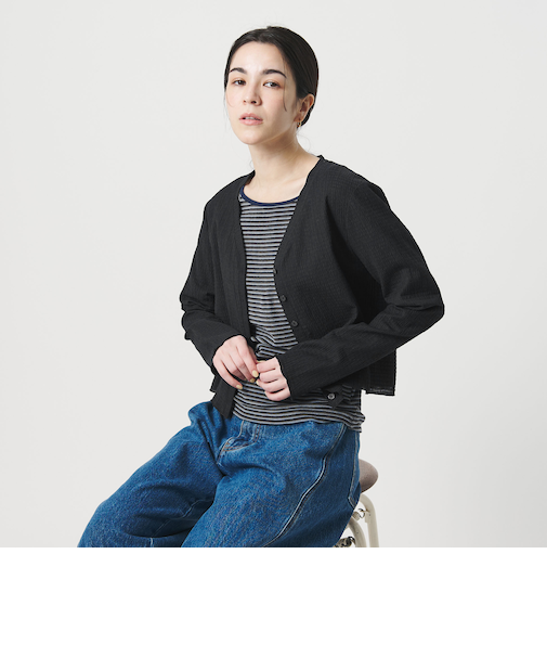 ソリッド＆チェック Vネック カーディガン