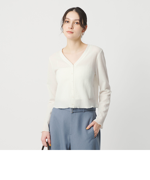 ソリッド＆チェック Vネック カーディガン