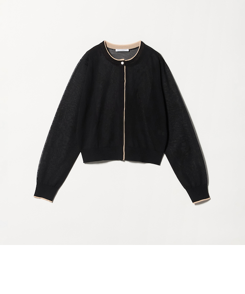 ライン クルーネック カーディガン ウォッシャブル